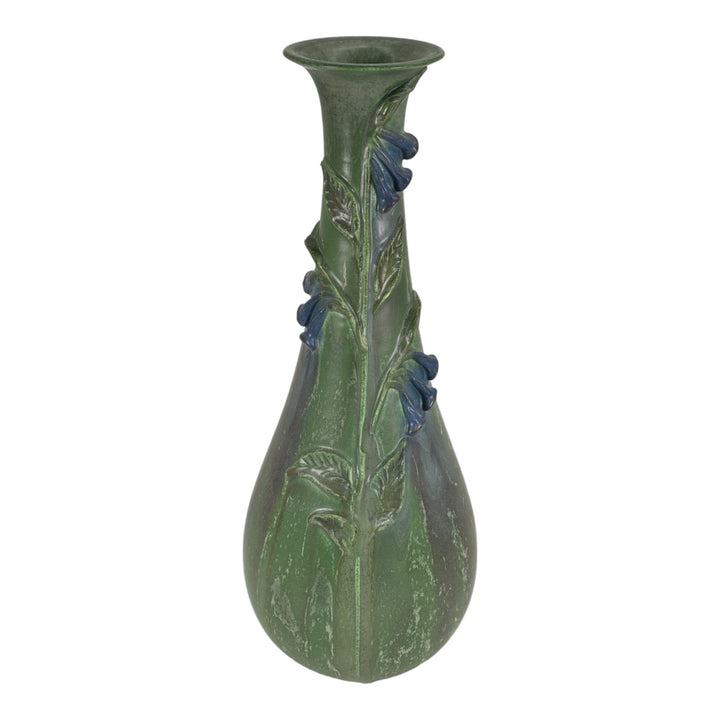 Ephraim Faience 2006 Hand Made Art Pottery Bluebells Green Show Piece Vase 651