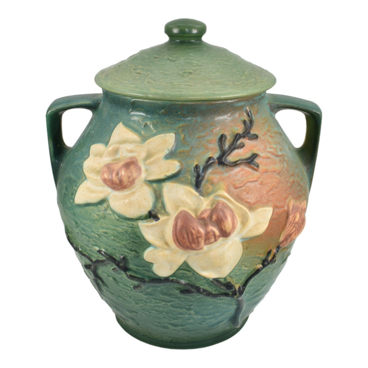Roseville Magnolia Green 1943 Mid Century Modern Pottery Ceramic Cookie Jar 2-8 - Just Art Pottery