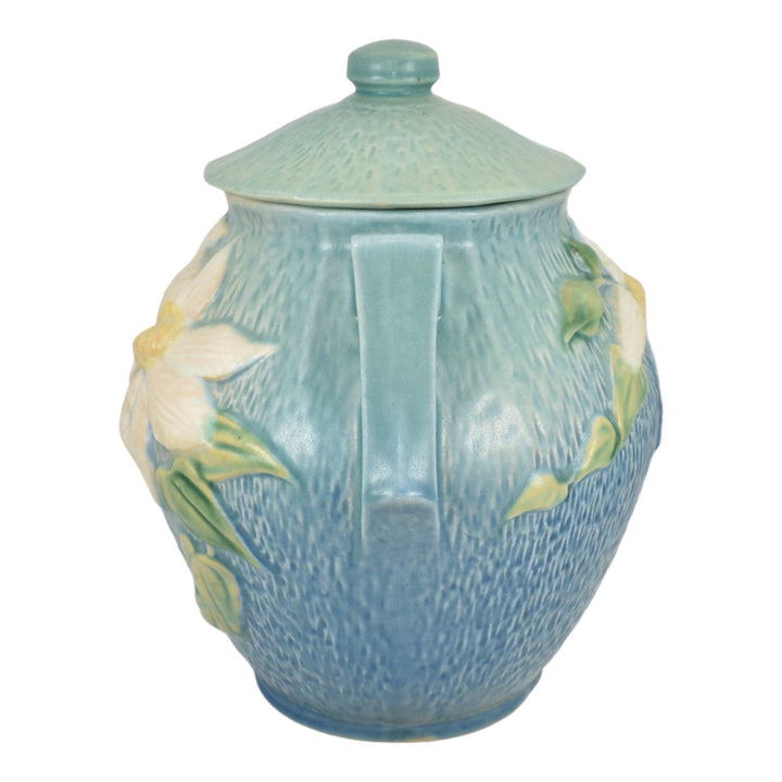Roseville Clematis Blue 1944 Mid Century Modern Vintage Pottery Cookie Jar 3-8 - Just Art Pottery