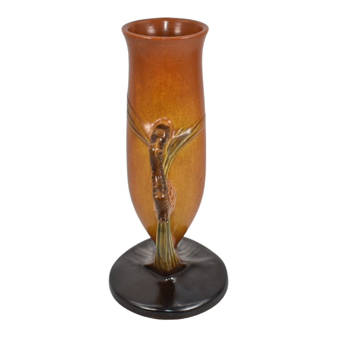 Roseville Pine Cone Brown 1953 Vintage Art Pottery Ceramic Flower Bud Vase 479-7 - Just Art Pottery