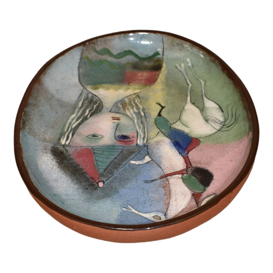 Pillin Studio Mid Century Modern Pottery Woman Horse Rider Large Ceramic Tray