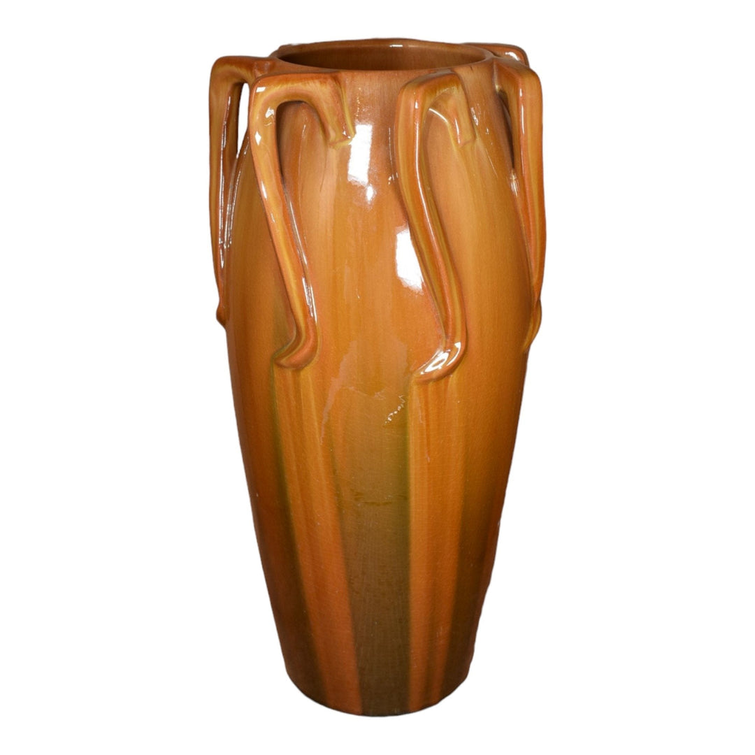 Clement Massier Lucien Dhurmer French Pottery Brown Twist Handle Ceramic Vase - Just Art Pottery