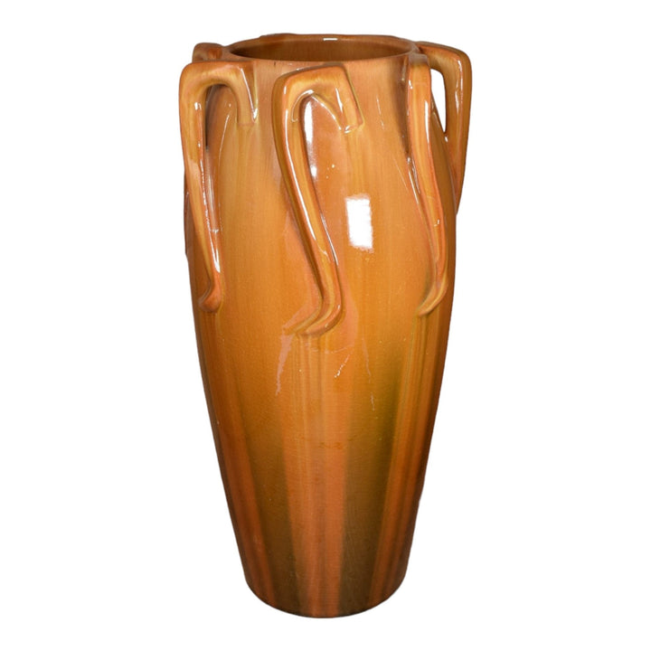 Clement Massier Lucien Dhurmer French Pottery Brown Twist Handle Ceramic Vase - Just Art Pottery