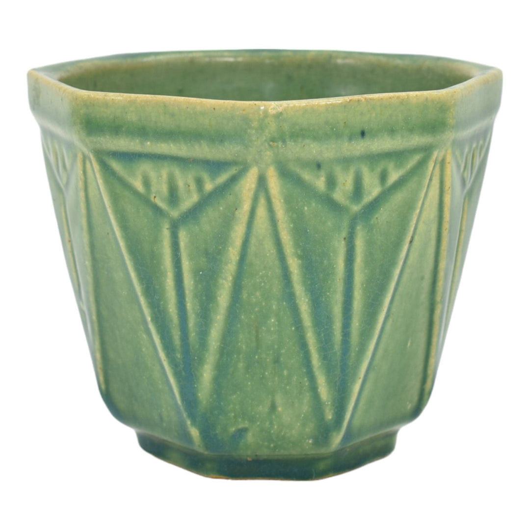 Brush McCoy Kolorcraft 1930s Vintage Pottery Ceramic Green Flower Pot Planter