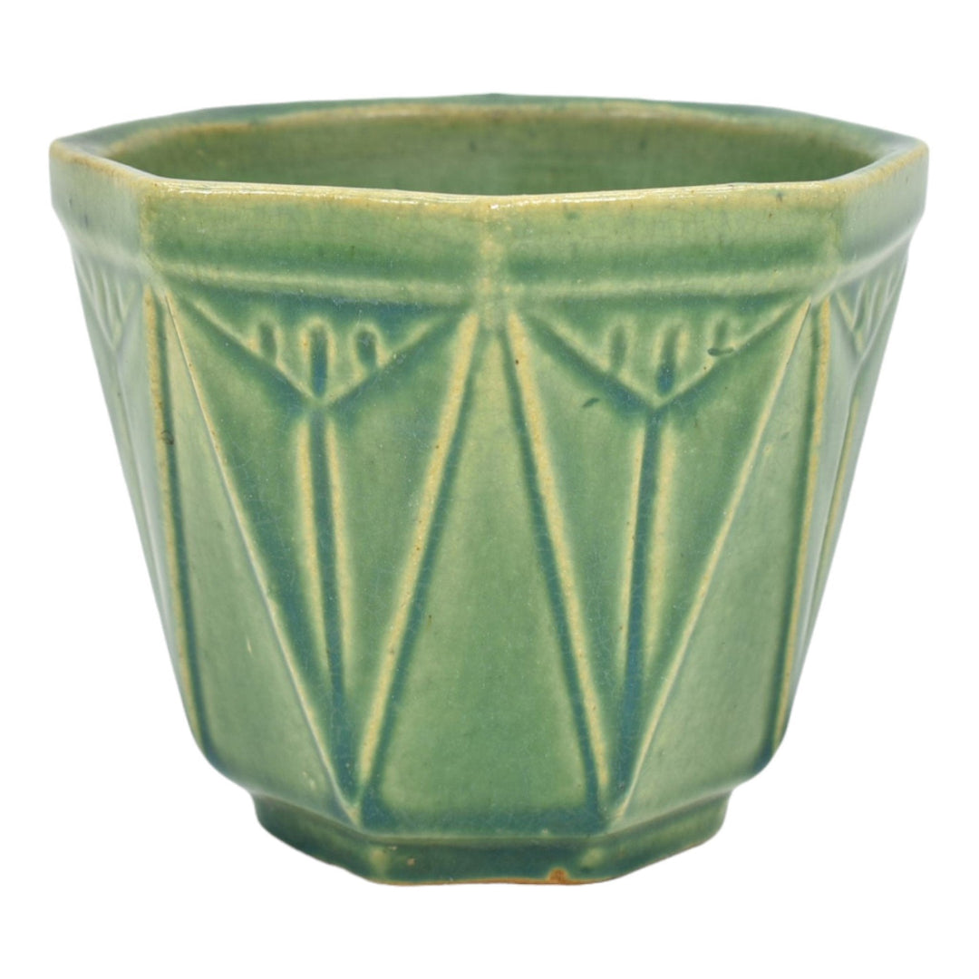 Brush McCoy Kolorcraft 1930s Vintage Pottery Ceramic Green Flower Pot Planter