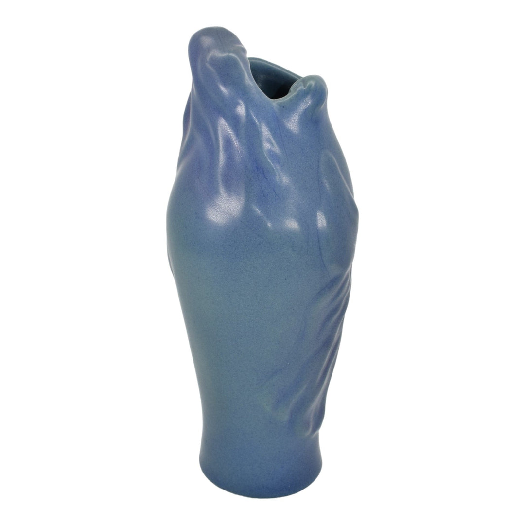 Van Briggle 1990s Art Nouveau Pottery Lilac Blue Lorelei Ceramic Vase Ruff