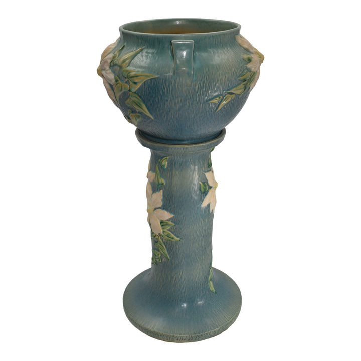 Roseville Clematis Blue 1944 Vintage Pottery Ceramic Jardiniere Pedestal 667-8