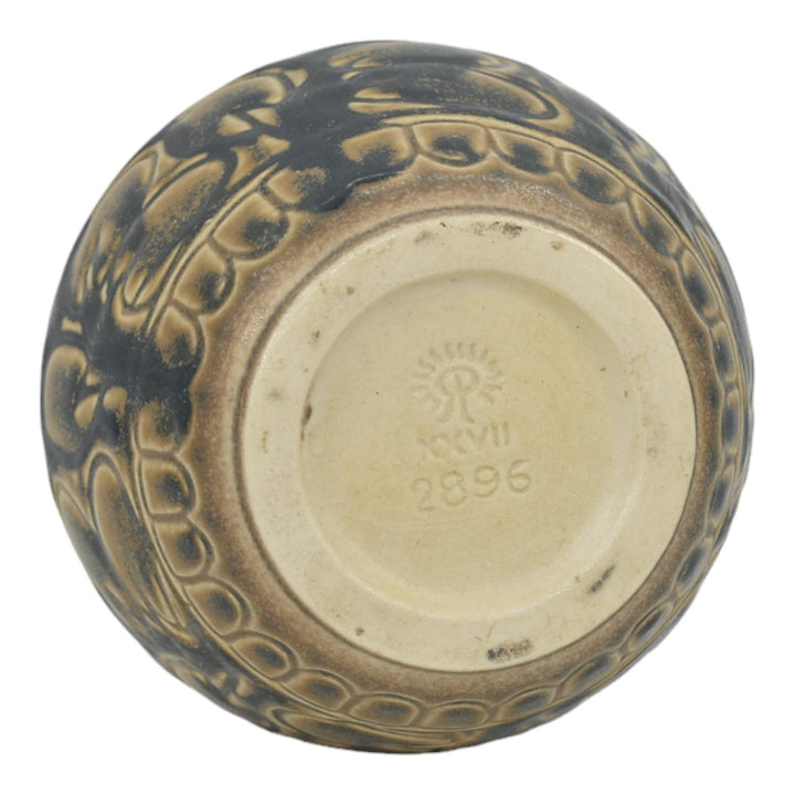Rookwood 1927 Vintage Arts And Crafts Pottery Matte Tan Blue Ceramic Vase 2896 - Just Art Pottery