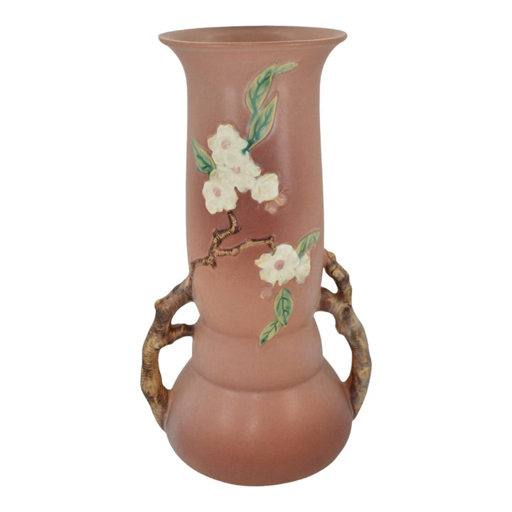 Roseville Apple Blossom Pink 1949 Mid Century Modern Art Pottery Vase 392-15 - Just Art Pottery