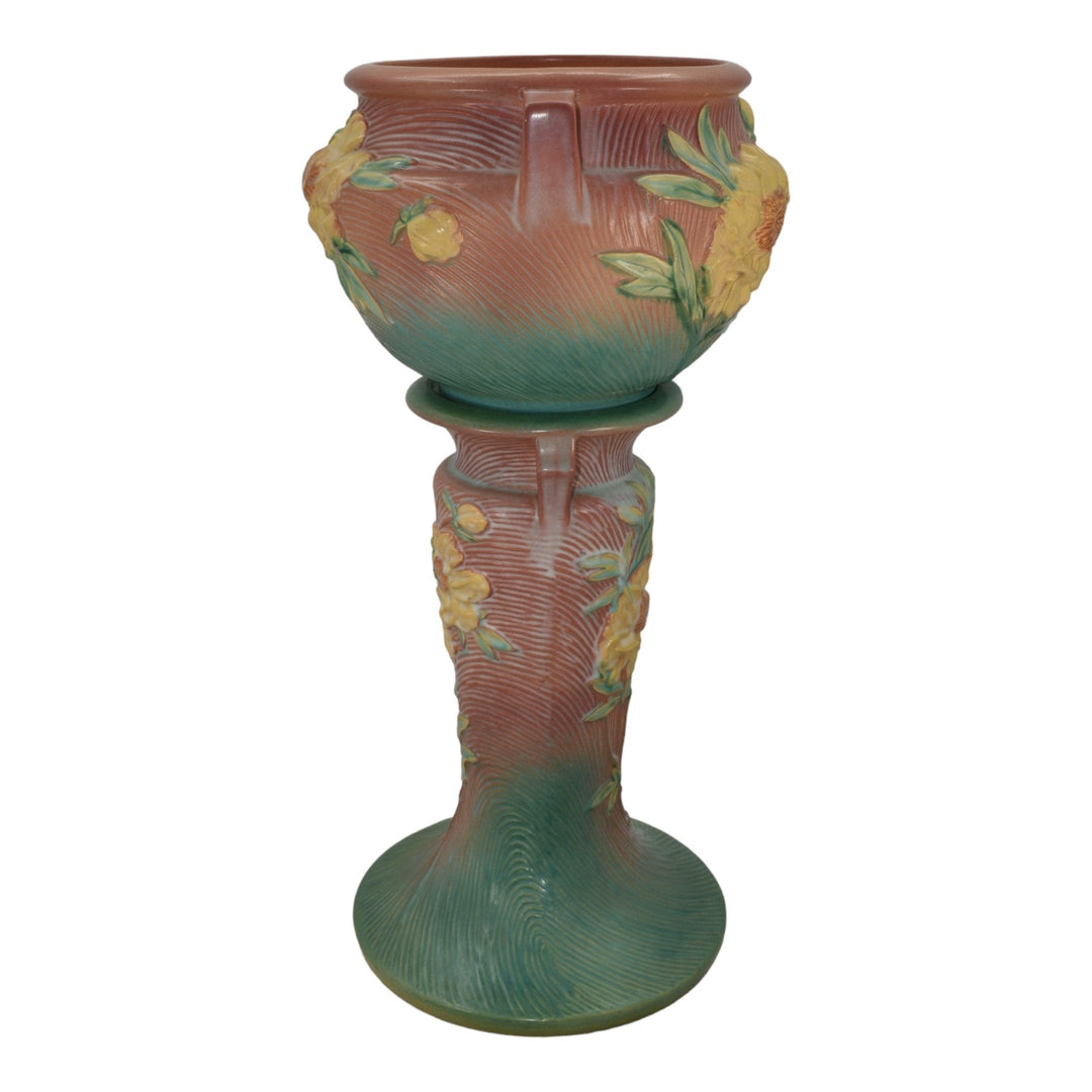 Roseville Peony Pink 1942 Vintage Art Pottery Ceramic Jardiniere Pedestal 661-8