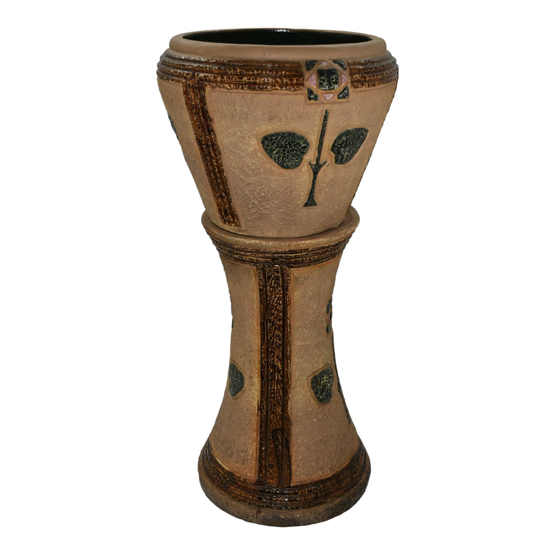 Roseville Mostique Tan 1916 Vintage Pottery Ceramic Jardiniere Pedestal 571-10