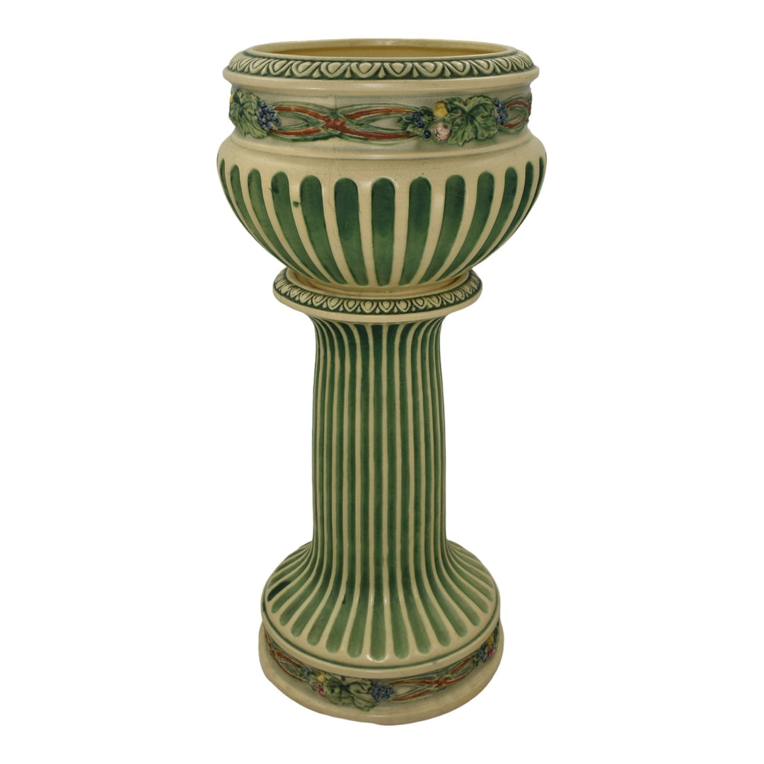 Roseville Corinthian 1923 Vintage Art Pottery Ceramic Jardiniere Pedestal 601-10 - Just Art Pottery