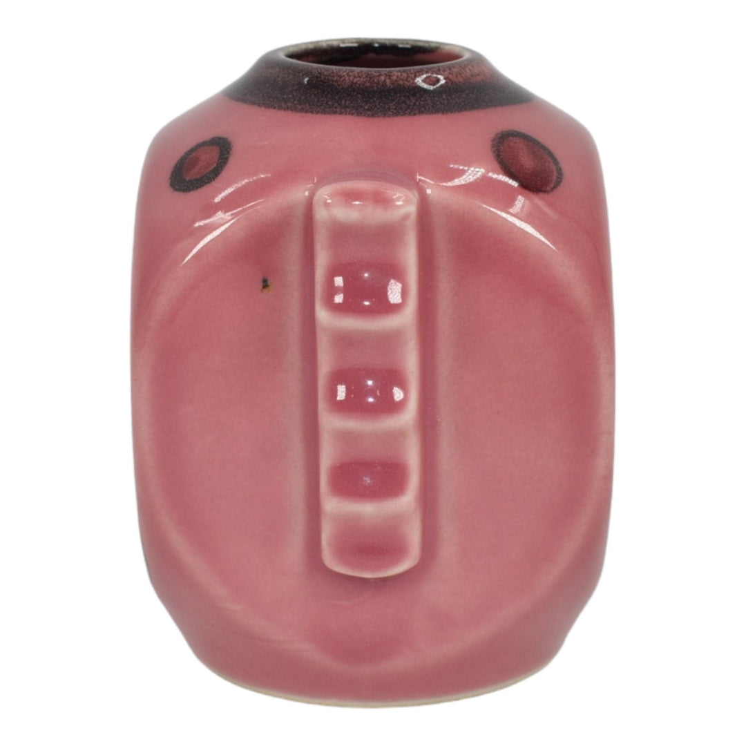 Czechoslovakian European Vintage Art Deco Pottery Geometric Pink Ceramic Vase - Just Art Pottery