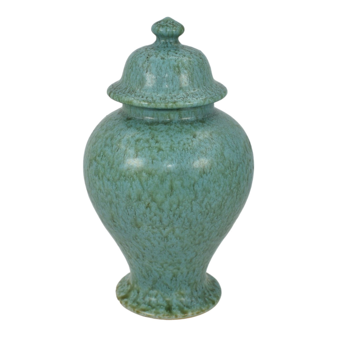Roseville Tourmaline Blue Green 1933 Vintage Art Deco Pottery Ginger Jar 103 - Just Art Pottery