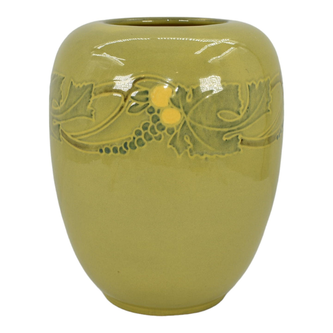 Roseville Victorian Art 1925 Vintage Art Pottery Chartreuse Yellow Vase 261-8