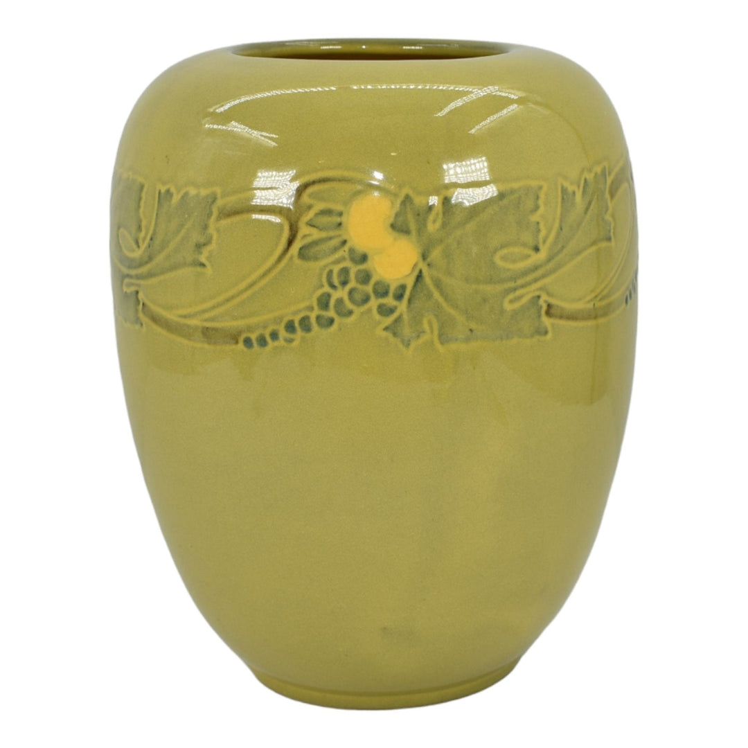 Roseville Victorian Art 1925 Vintage Art Pottery Chartreuse Yellow Vase 261-8