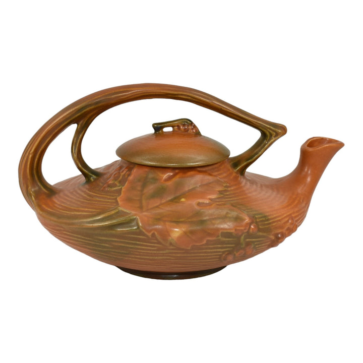 Roseville Bushberry Russet 1941 Mid Century Modern Pottery Ceramic Teapot 2-T