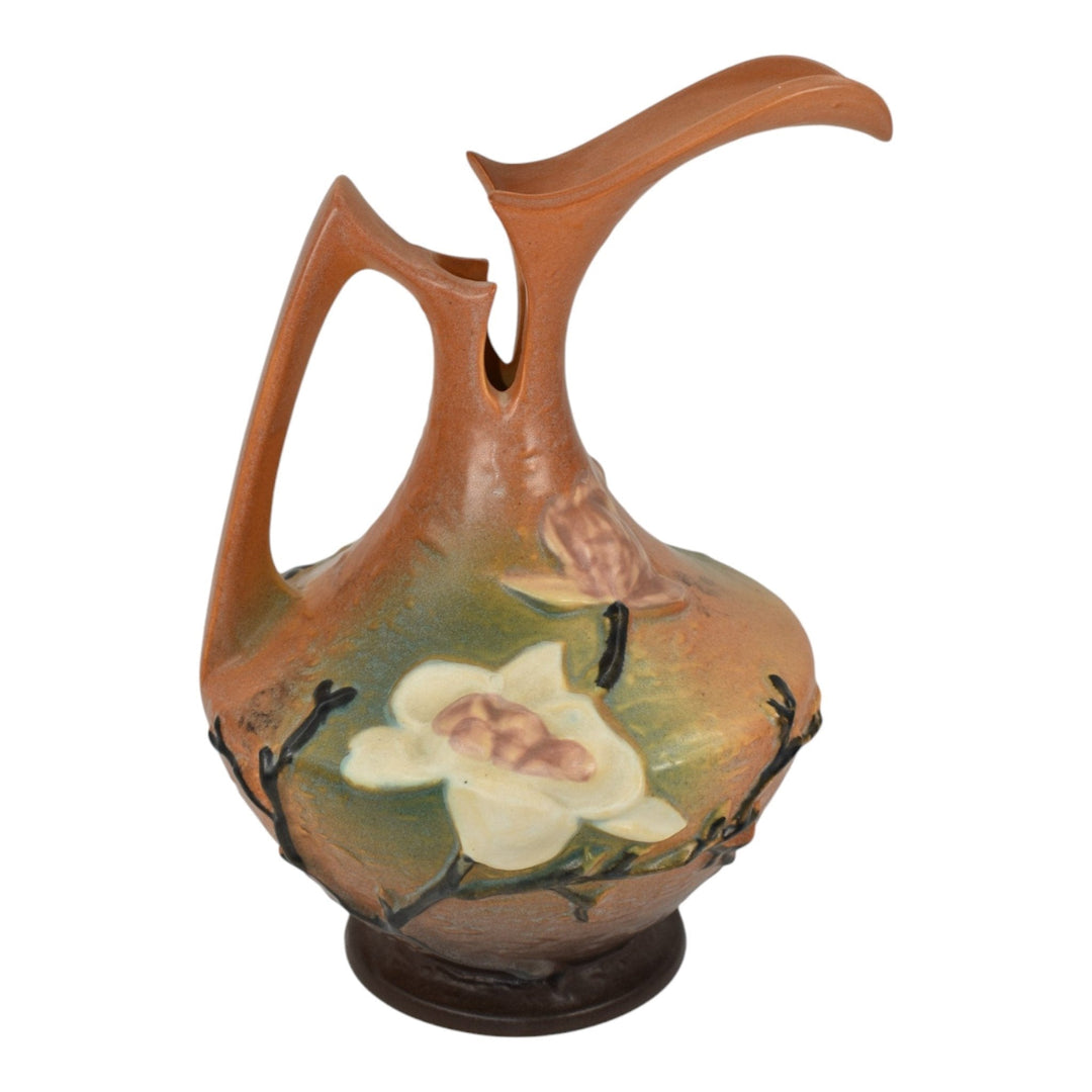Roseville Magnolia Brown 1943 Mid Century Modern Art Pottery Ceramic Ewer 14-10