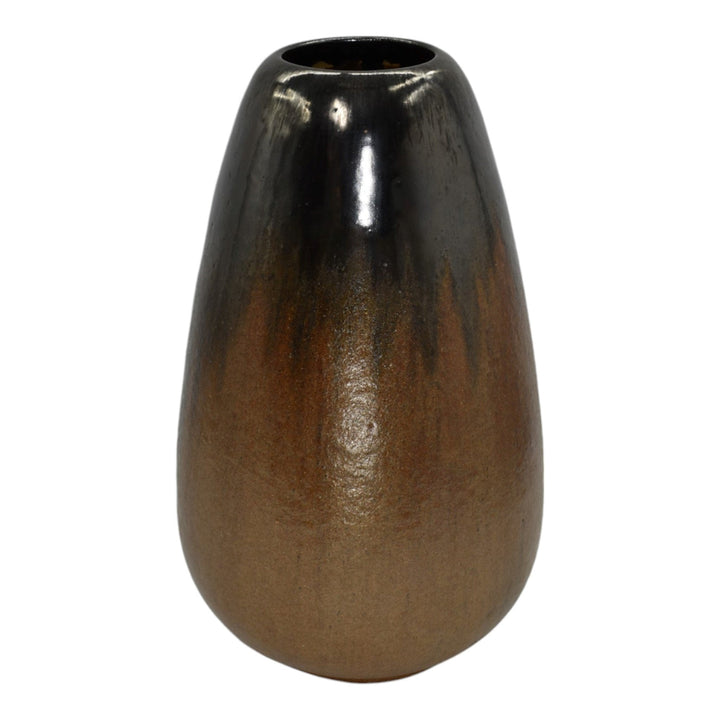 Fulper 1917-34 Vintage Art Pottery Mirrored Black Copper Dust Ceramic Vase 574A