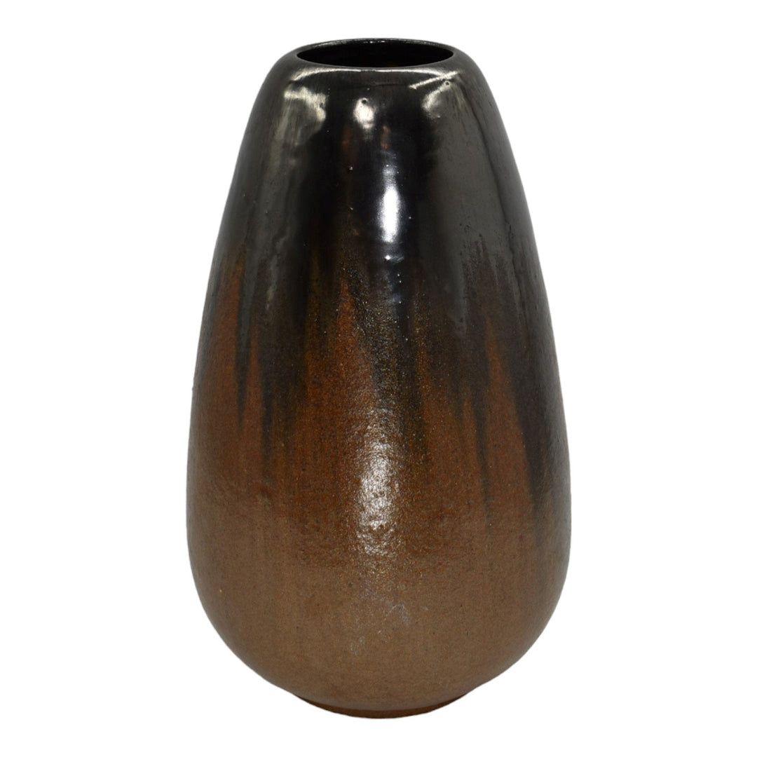 Fulper 1917-34 Vintage Art Pottery Mirrored Black Copper Dust Ceramic Vase 574A