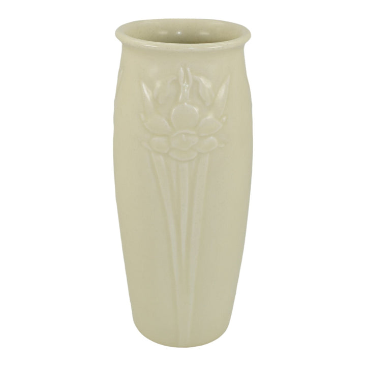 Rookwood 1931 Vintage Art Deco Pottery Matte Ivory Daffodil Ceramic Vase 2476