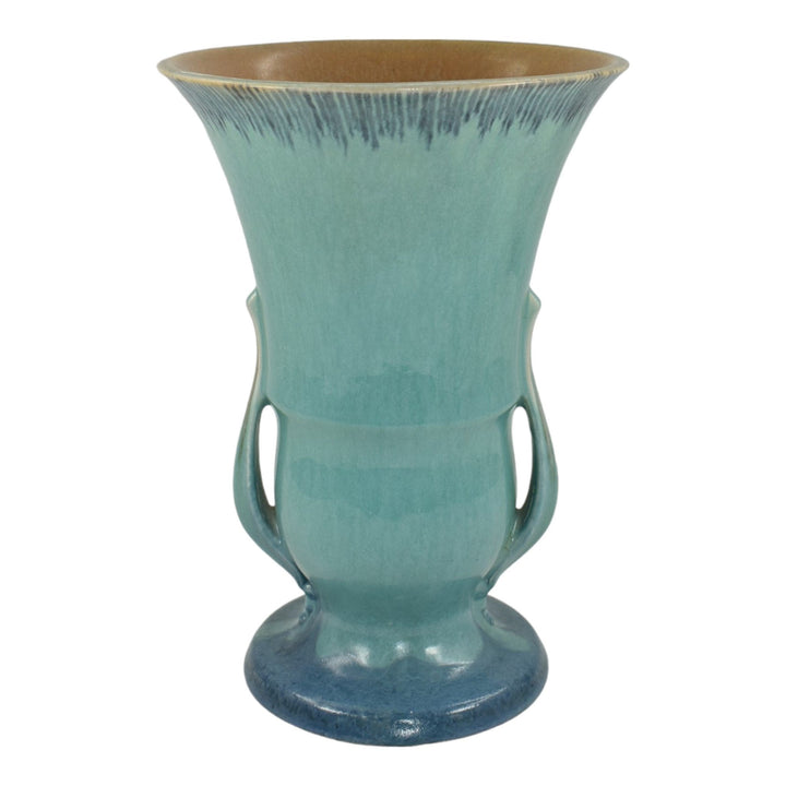 Roseville Orian Turquoise 1935 Vintage Art Deco Pottery Ceramic Vase 739-9
