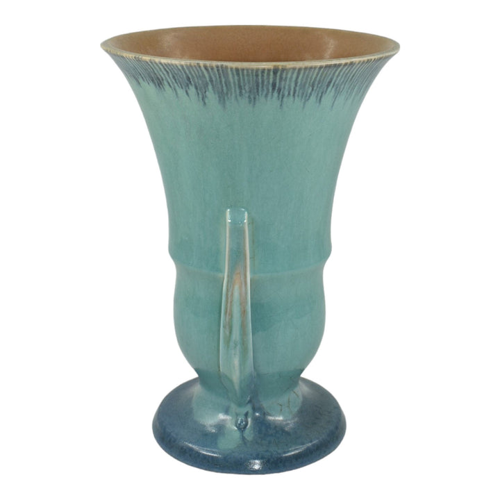 Roseville Orian Turquoise 1935 Vintage Art Deco Pottery Ceramic Vase 739-9