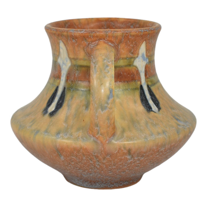 Roseville Montacello Tan 1931 Vintage Arts And Crafts Pottery Ceramic Vase 555-4 - Just Art Pottery