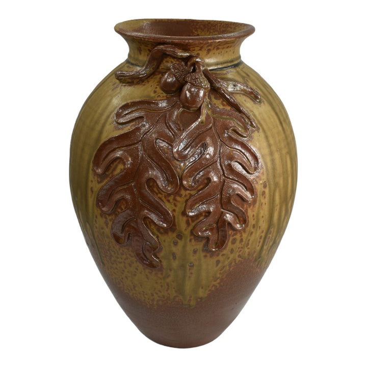 Door Studio Art Pottery 2012 Hand Thrown Mighty Oak Brown Ceramic Vase Tiller