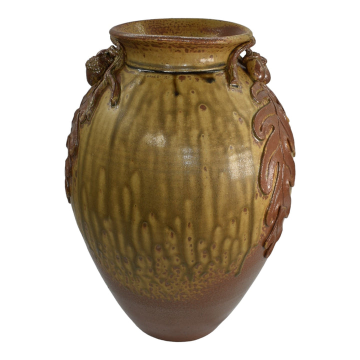 Door Studio Art Pottery 2012 Hand Thrown Mighty Oak Brown Ceramic Vase Tiller