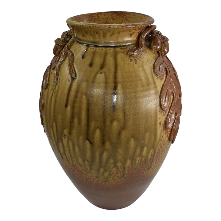 Door Studio Art Pottery 2012 Hand Thrown Mighty Oak Brown Ceramic Vase Tiller