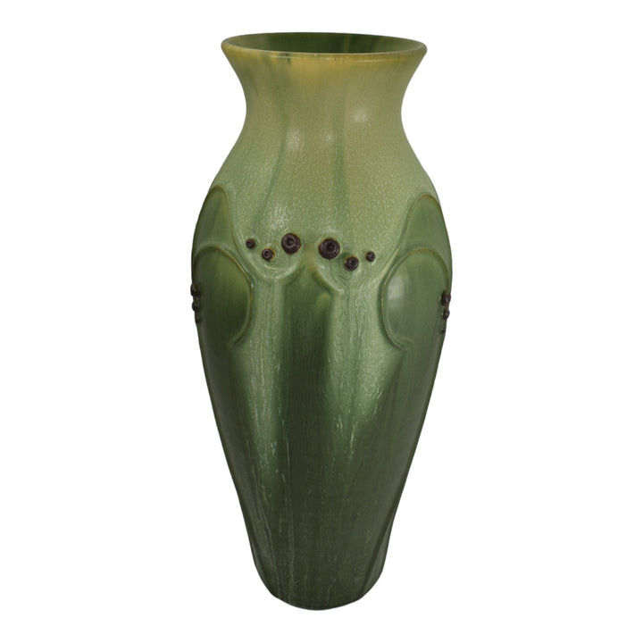 Door Studio Art Pottery 2013 Hand Thrown Arabesque Dark Sage Ceramic Vase Ross