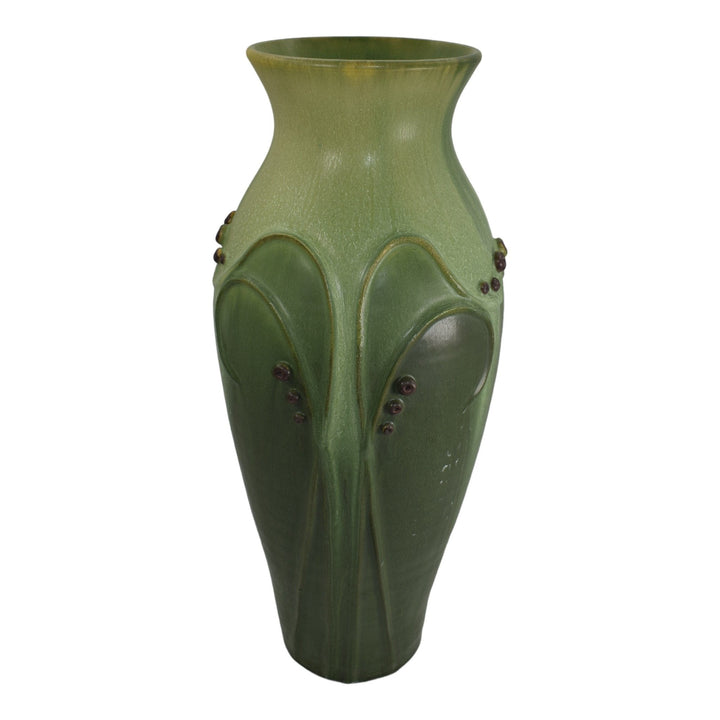 Door Studio Art Pottery 2013 Hand Thrown Arabesque Dark Sage Ceramic Vase Ross