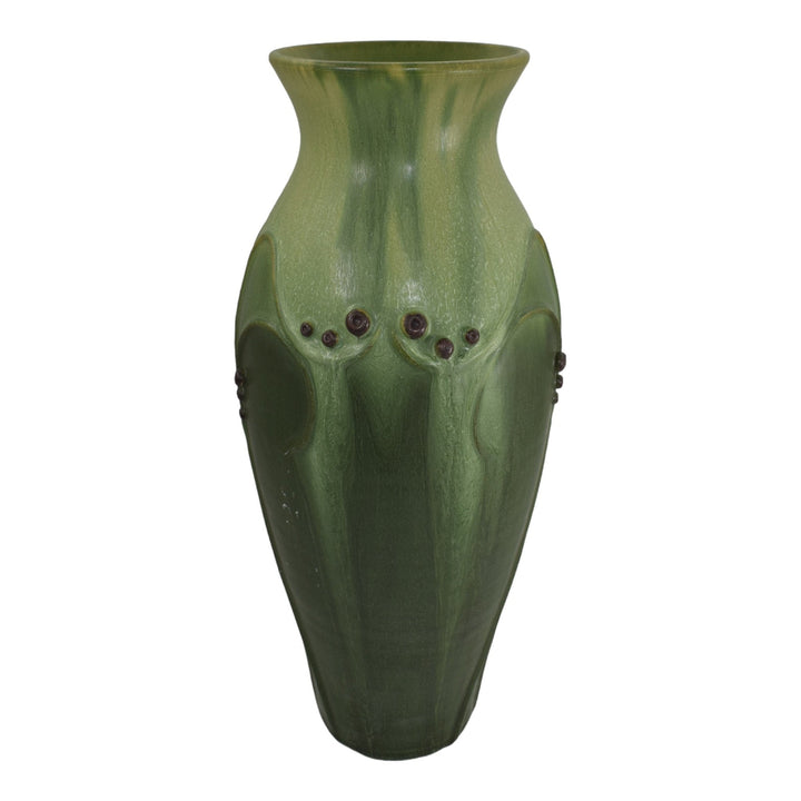 Door Studio Art Pottery 2013 Hand Thrown Arabesque Dark Sage Ceramic Vase Ross