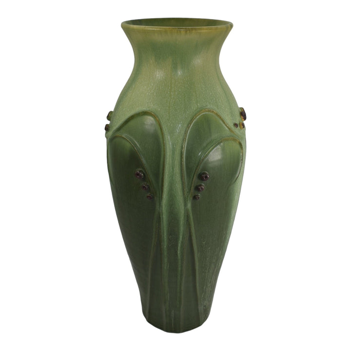 Door Studio Art Pottery 2013 Hand Thrown Arabesque Dark Sage Ceramic Vase Ross