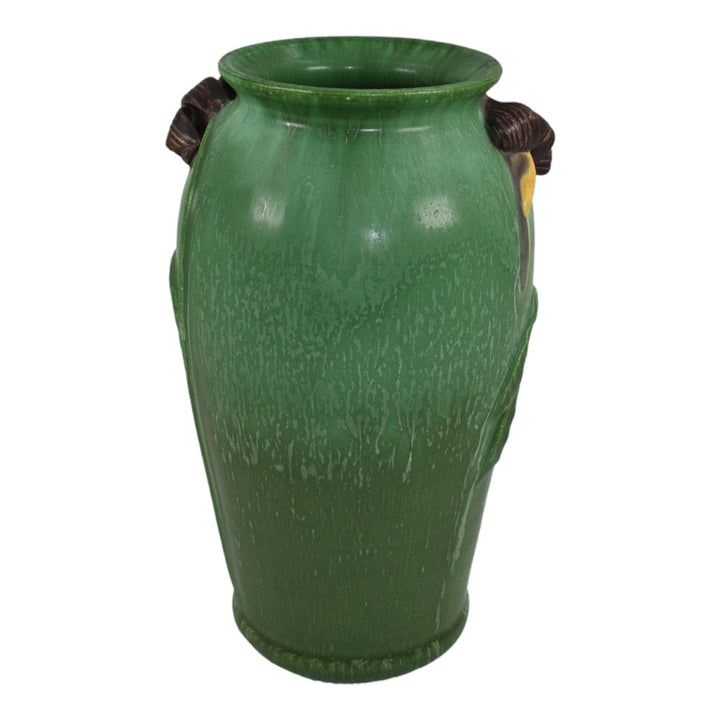 Ephraim Faience 2003 Hand Made Purple Nightshade Matte Green Flower Vase 310