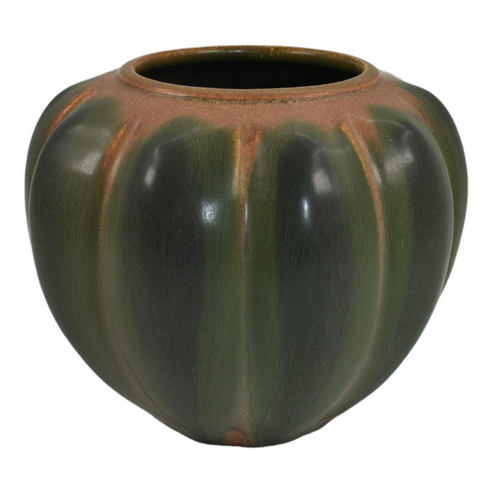 Ephraim Faience 2006 Hand Made Pottery Acorn Squash Green Ceramic Vase 614 - Just Art Pottery
