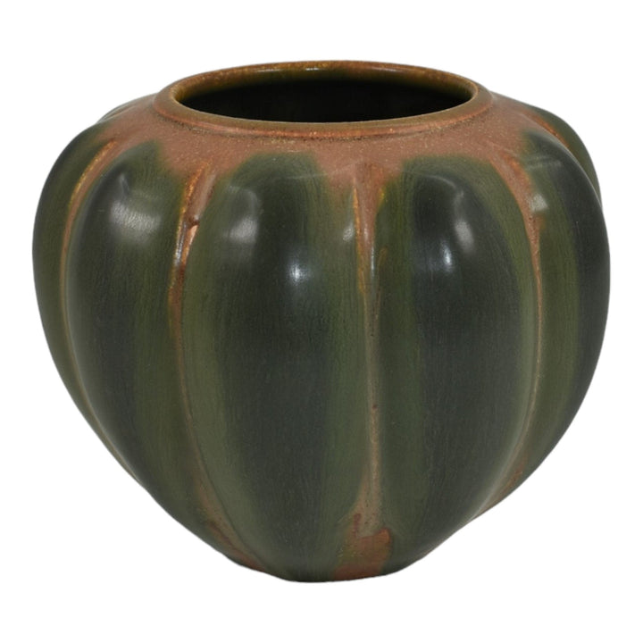 Ephraim Faience 2006 Hand Made Pottery Acorn Squash Green Ceramic Vase 614 - Just Art Pottery