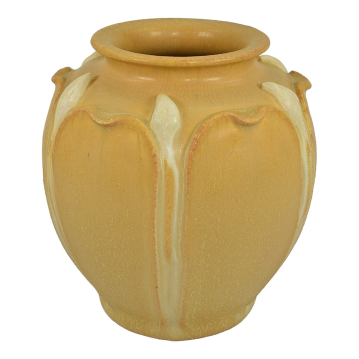 Ephraim Faience 2002 Hand Made Art Pottery Ivory Bud Yellow Ceramic Vase 230