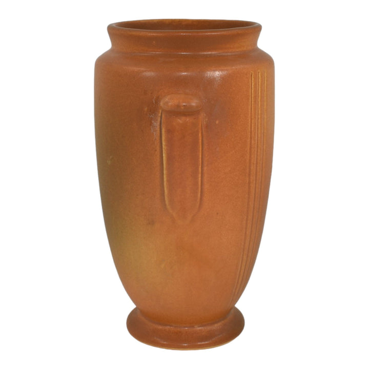 Weller Velva Brown 1928-33 Vintage Art Deco Pottery Handled Ceramic Vase