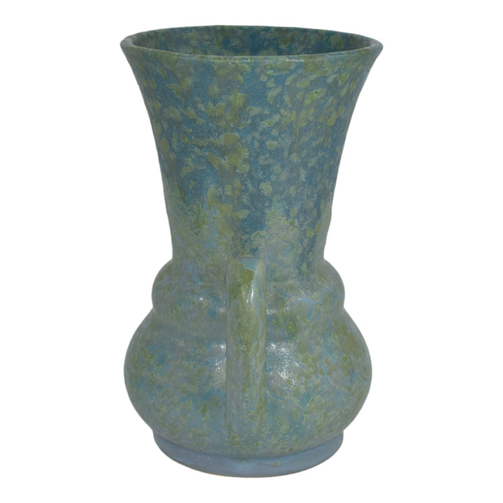 Roseville Carnelian Blue Green II 1926 Art Deco Pottery Handled Vase 332-8