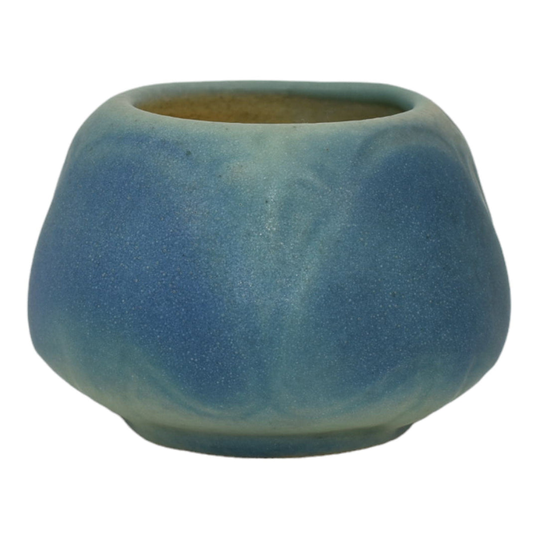 Van Briggle 1920s Vintage Arts And Crafts Pottery Leaves Blue Ceramic Vase 698 - Just Art Pottery