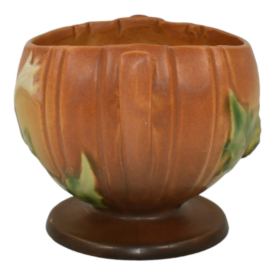 Roseville Thornapple Brown 1937 Vintage Art Deco Pottery Ceramic Bowl 304-4 - Just Art Pottery