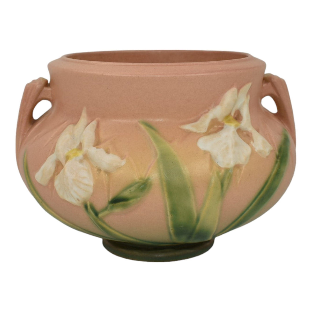 Roseville Iris Pink 1939 Vintage Art Deco Pottery Ceramic Jardiniere 647-4