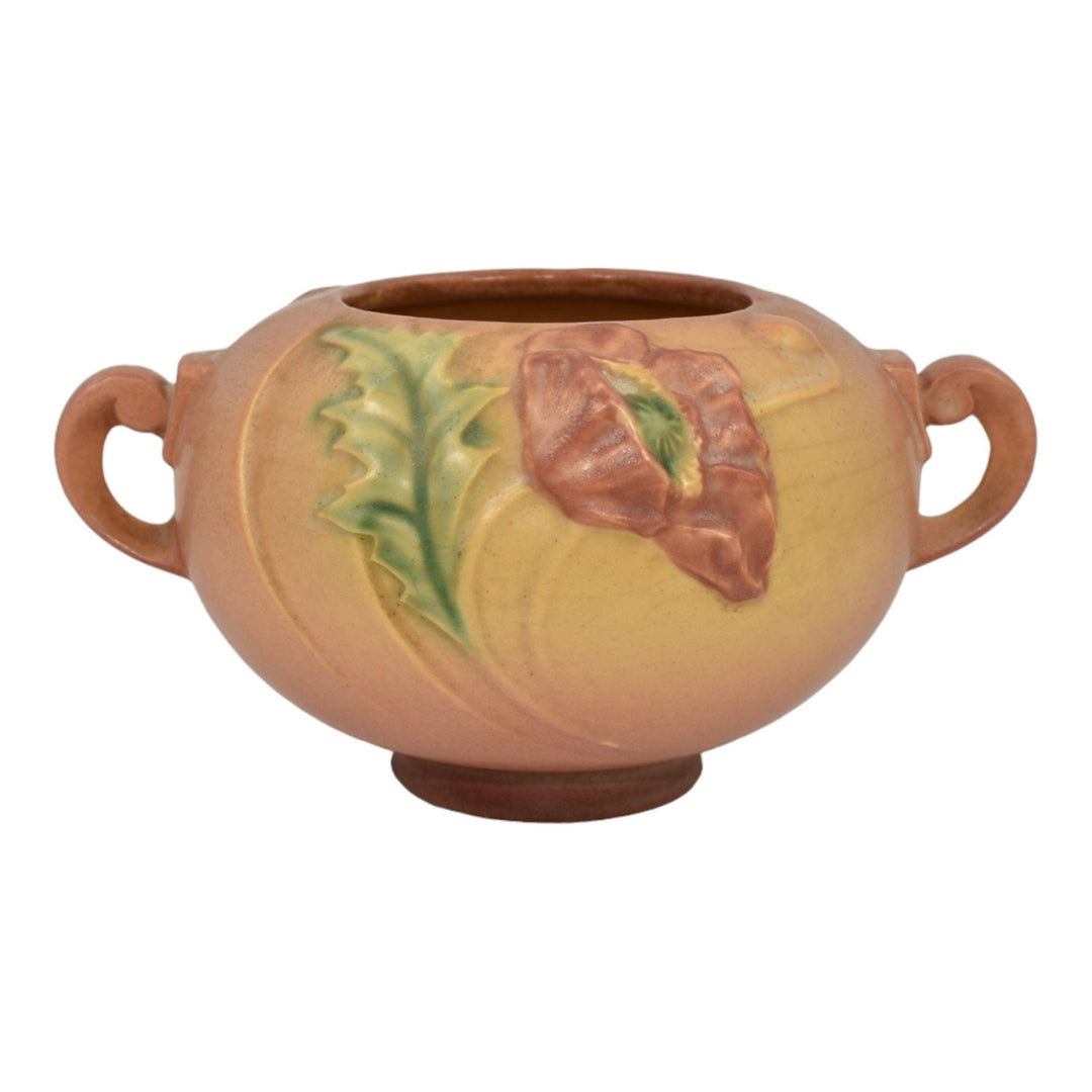 Roseville Poppy Pink 1938 Vintage Art Deco Pottery Ceramic Bowl Vase 334-4