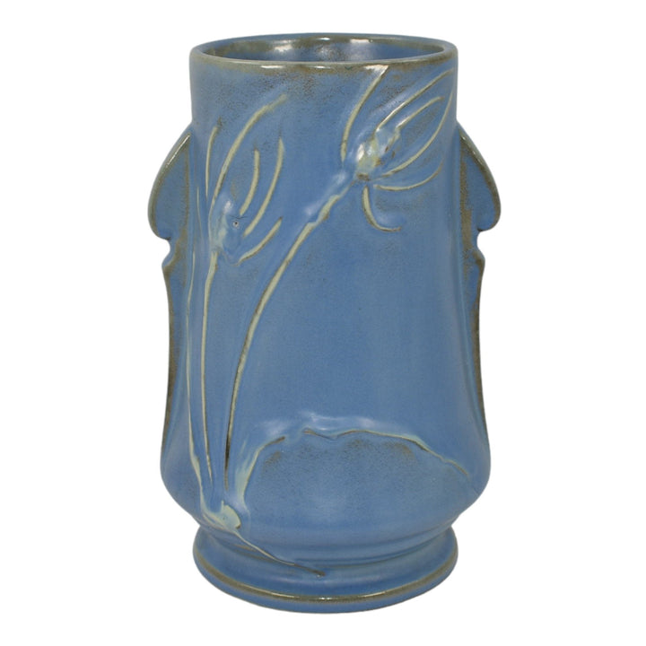 Roseville Teasel Blue 1938 Vintage Art Deco Pottery Ceramic Vase 883-7