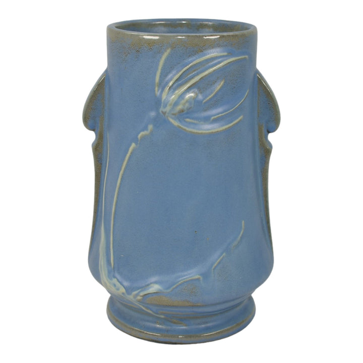 Roseville Teasel Blue 1938 Vintage Art Deco Pottery Ceramic Vase 883-7