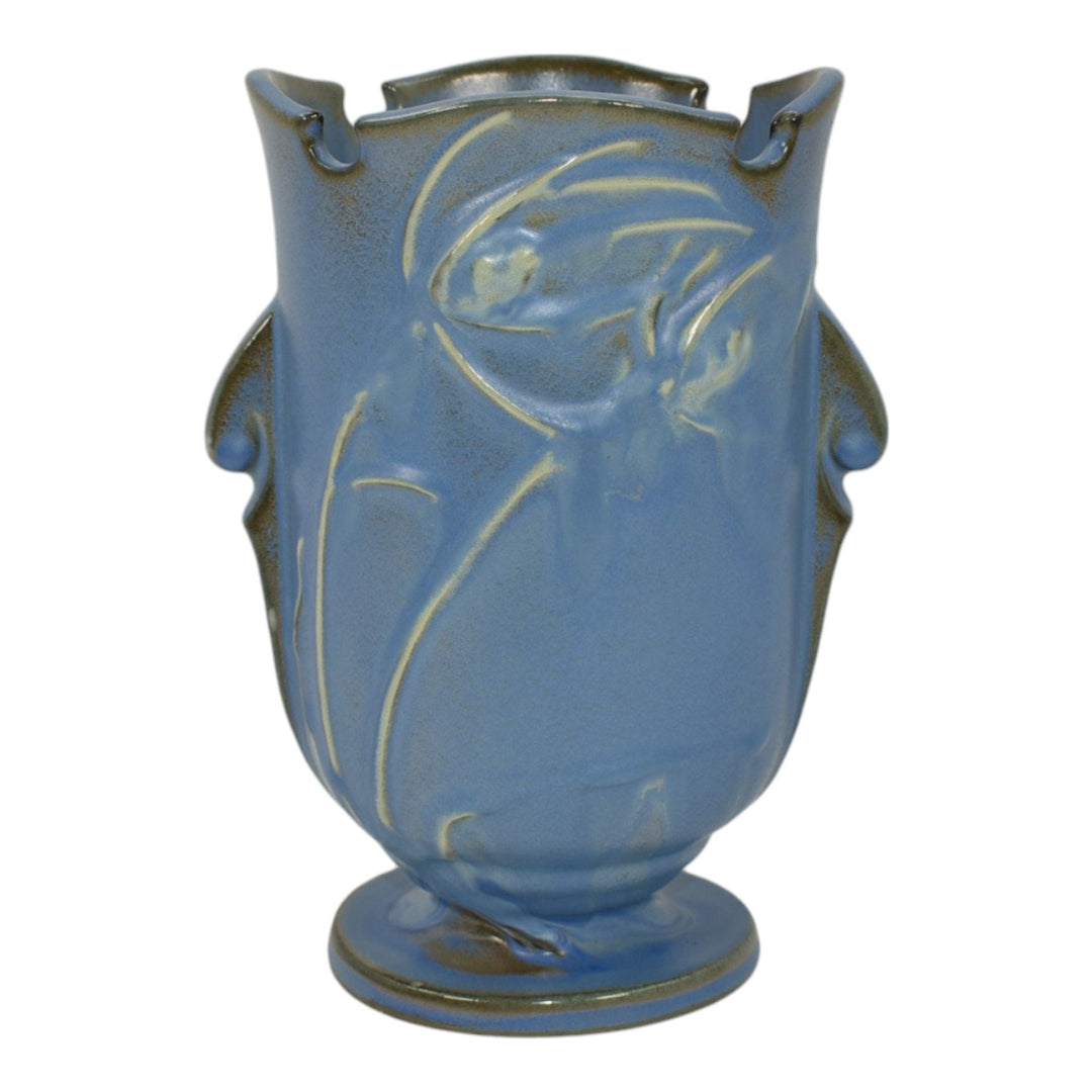 Roseville Teasel Blue 1938 Vintage Art Deco Pottery Ceramic Vase 881-6