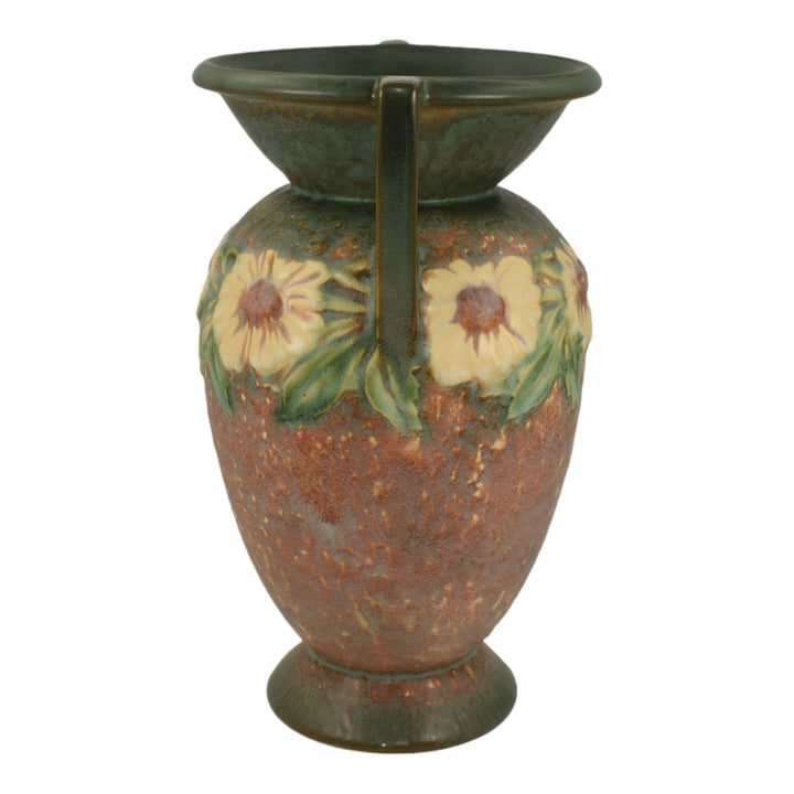Roseville Dahlrose Brown 1928 Vintage Arts And Crafts Pottery Flower Vase 369-10