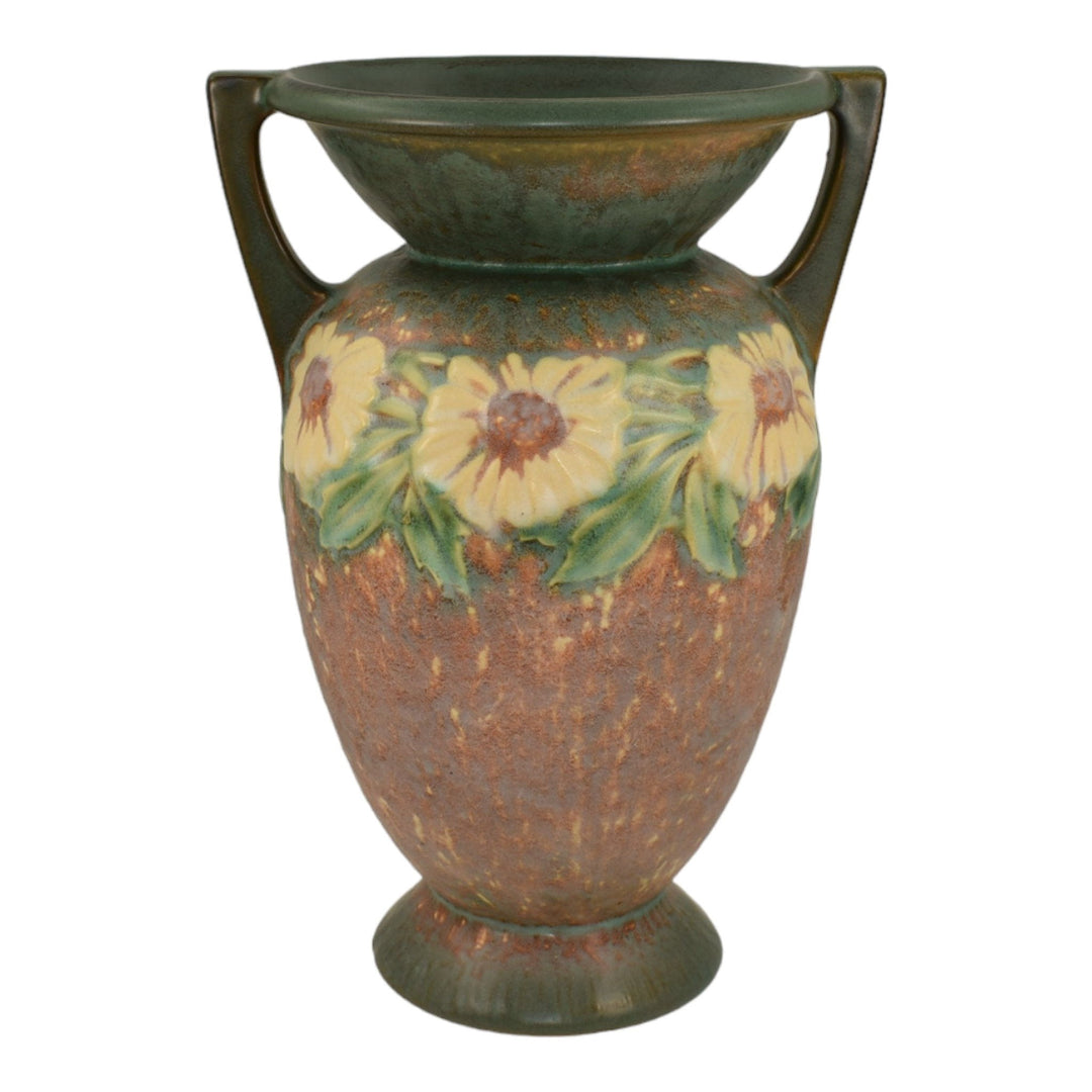Roseville Dahlrose Brown 1928 Vintage Arts And Crafts Pottery Flower Vase 369-10